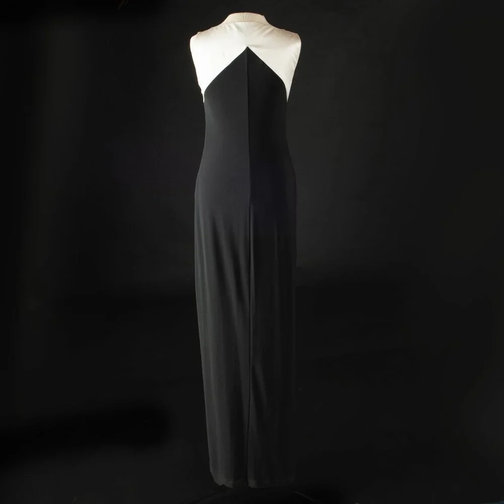 Lauren Ralph Lauren Evening Gown Black and White Embroidered Bodice 2 - Picture 3 of 13